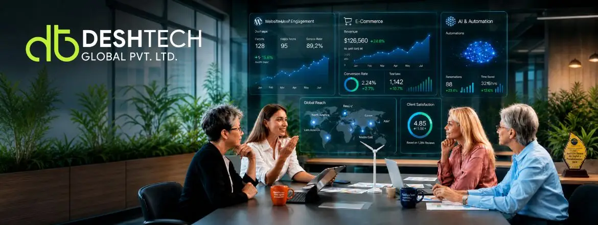Website interface illustration for DeshTech web development services
